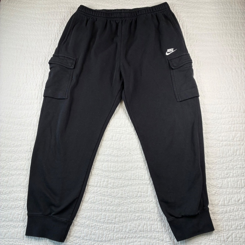 Nike Club Fleece Cargo Jogger Pants XXL Black Utility Sweatpants Athleisure Gym